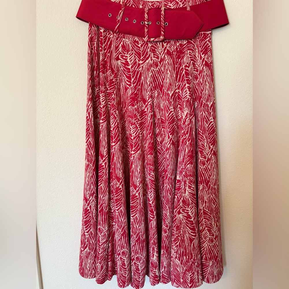 Lapis Red and White A-Line Skirt